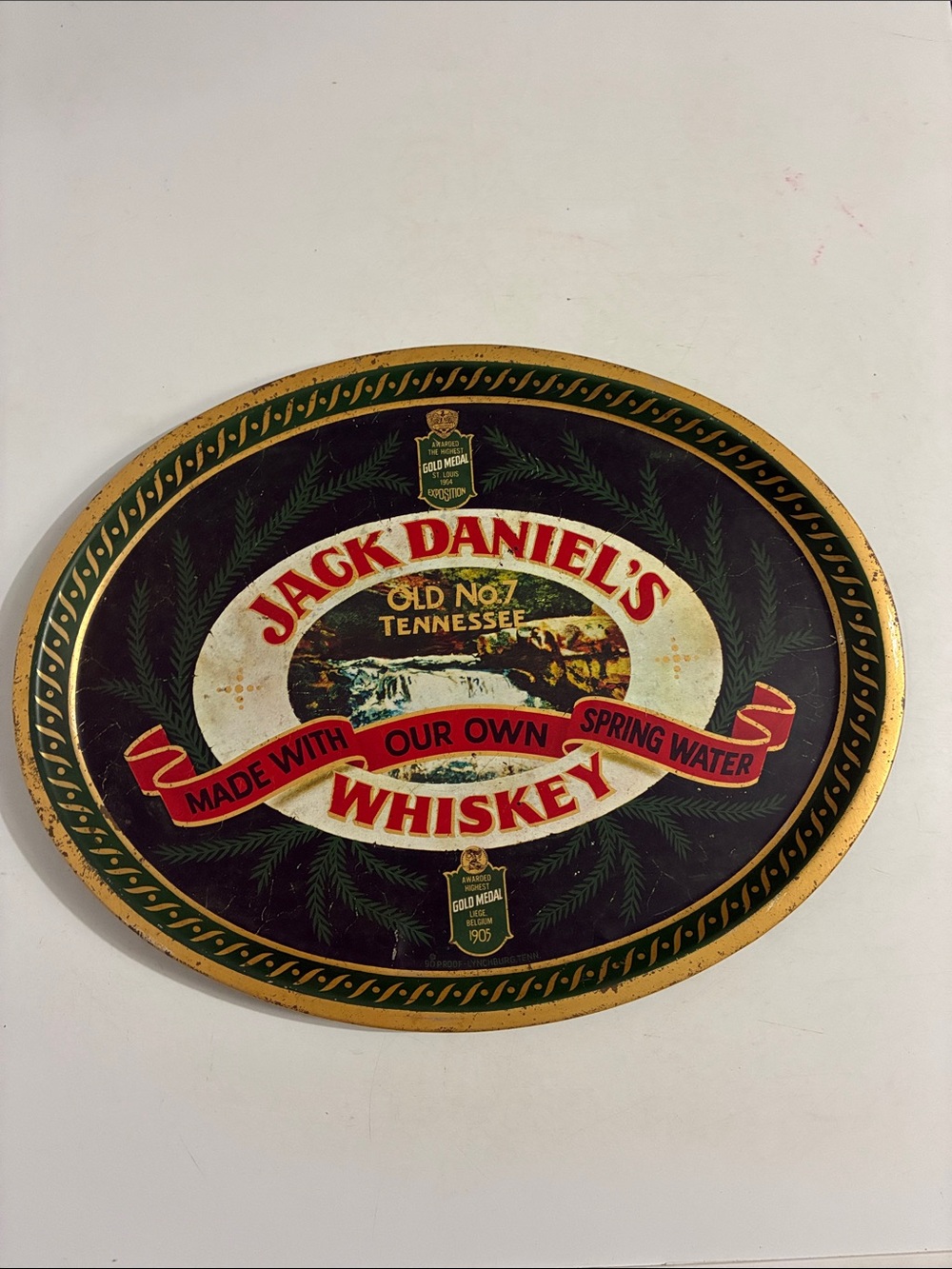 Jack Daniel's Whiskey Oval Tray - Black, Gold, Red
